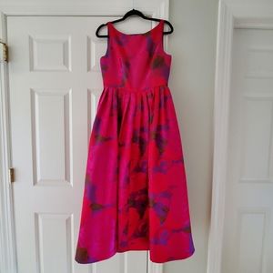 Adriana Papell // Tea Length Fuscia Dress